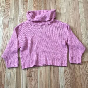 Anthropolgie Pilcro Oversized Sweater Women Medium Pink Rib Knit Cowl Neck Cozy